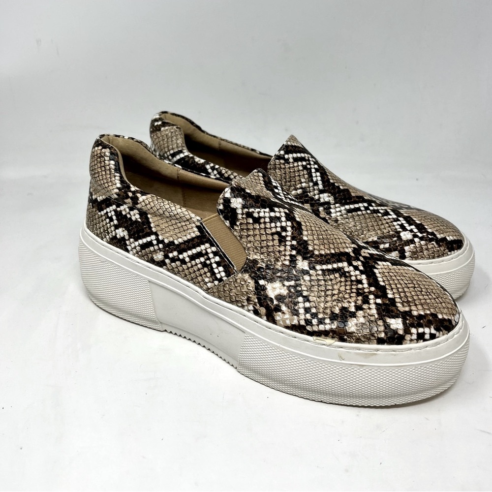 J/Slides Cleo Snake Print Leather Platform Slip-On Sneakers Women’s 7